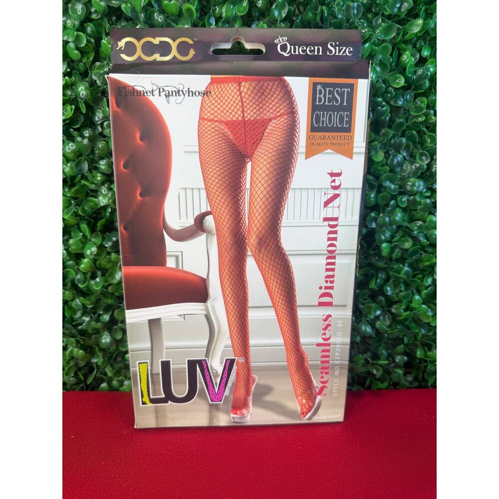 New Queen Size Red Diamond Fish Net Panty Hose Cosplay Gift  Adult Dress Up
